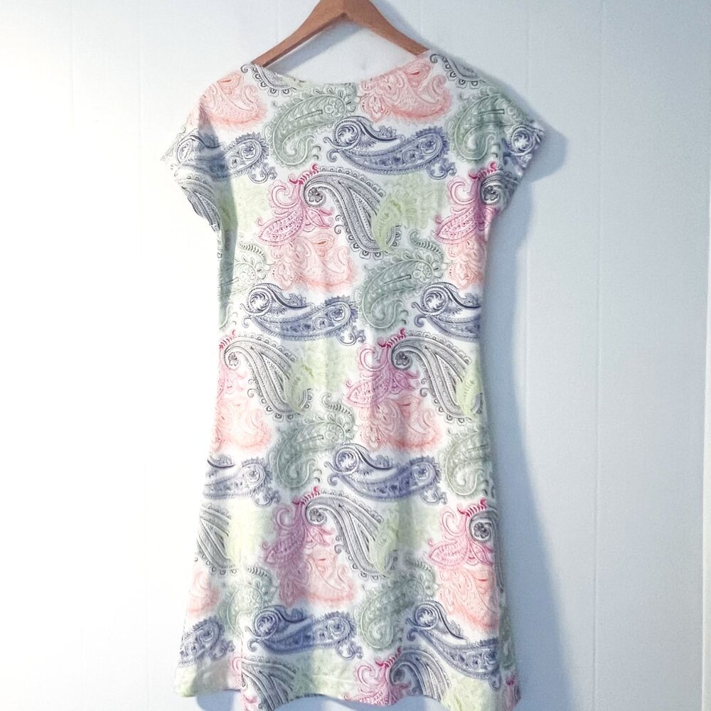 TITLE NINE Size small‎ Paisley Knit Mini Dress Draped Cowl Neck Vibrant - Picture 3 of 10
